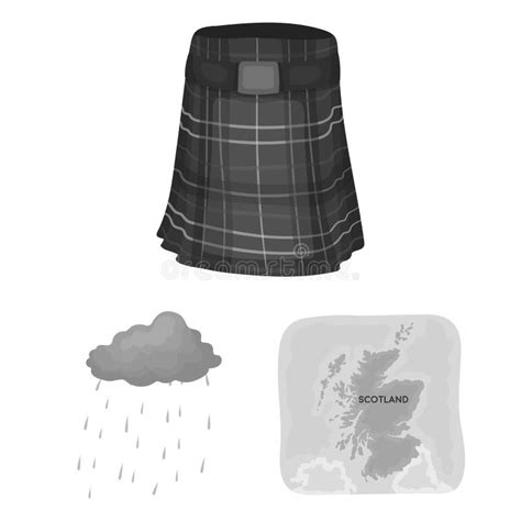 Country Scotland Monochrome Icons In Set Collection For Design