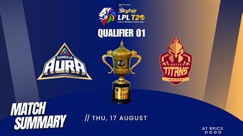 Qualifier 1 Dambulla Aura Vs Galle Titans LPL 2023 YouTube