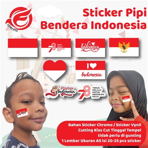 Jual Sticker Pipi Bendera Tempelan Pipi Merah Putih Indonesia 17