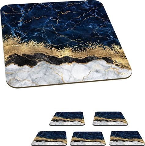 Onderzetters Voor Glazen Marmer Wit Goud Luxe 10x10 Cm