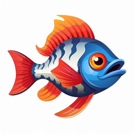 Blue Betta Fish Male Tuna Vector Colorful Cartoon Fish Fish Cartoon