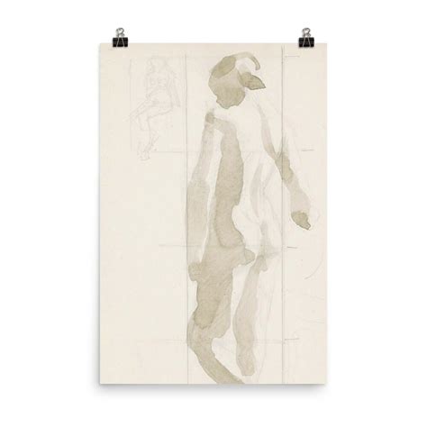 Art Print Water Color Line Drawing Figurative Sketch Figurative Nude Woman Female Nude