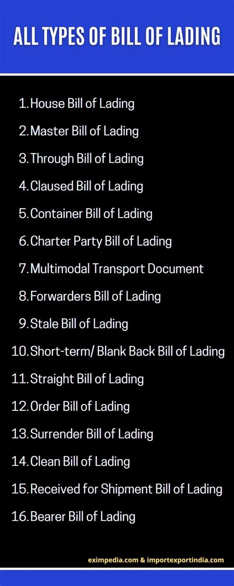 What Is Bill Of Lading And Types Of Bill Of Lading Eximpedia