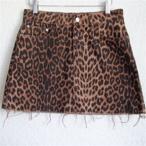 Zara Skirts Trf Zara Punk Rock Leopard Print Denim Mini Skirt