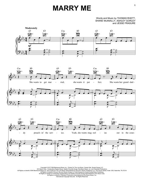 Thomas Rhett 'Marry Me' Sheet Music, Chords & Lyrics | Download ...