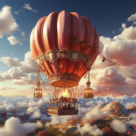 Premium AI Image Hyperrealistic Retro Hot Air Balloon Illustration
