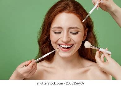 Beautiful Laughing Half Naked Topless Redhead Stock Photo 2227197809