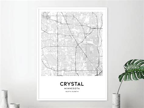 Crystal Map Print Crystal Map Poster Wall Art Mn City Map Etsy Ireland