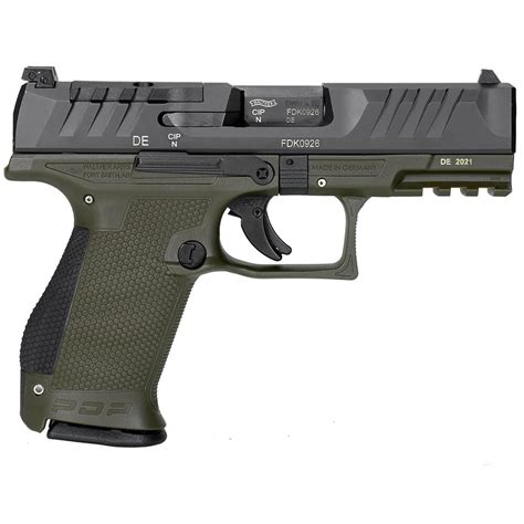 Walther Arms PDP 9mm 4 Bbl Two Tone Green Frame Optic Ready Compact