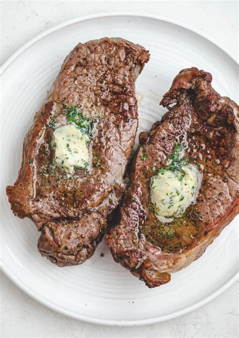 Air Fryer Steak with Garlic Herb Butter