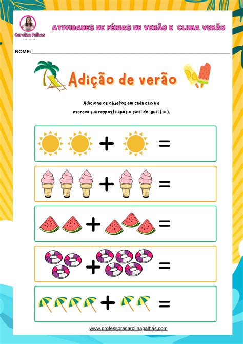 Atividades Para Imprimir Com O Tema Férias De Verão Professora