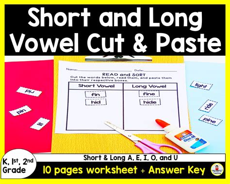 Short And Long Vowel Cut And Paste Worksheet Etsy