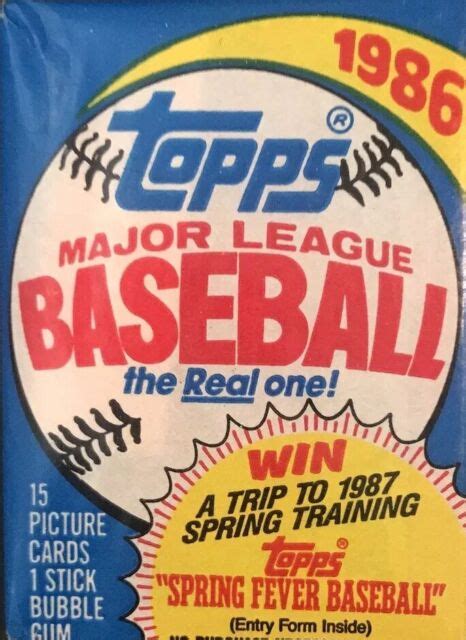 1986 Topps Baseball Wax Pack 1 Fresh From Box Ebay