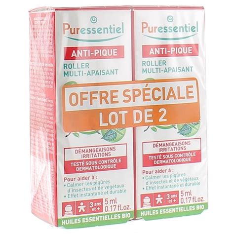 Puressentiel Anti Pique Roller Apaisant 2x5ml Soulage Piqûres