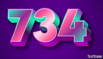 734 Text Effect and Logo Design Number