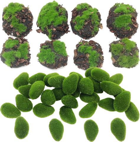 Amazon Woohome 38 PCS Faux Moss Stones Artificial Moss Rocks