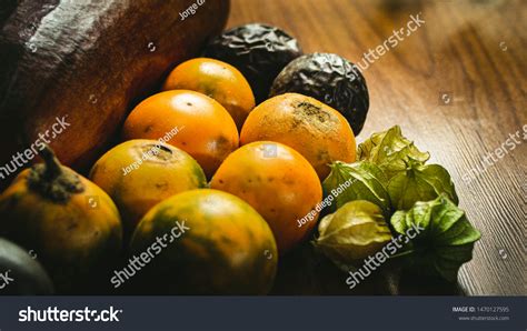 Exotic Fruits Colombia Tropical Lulo Gulupa Stock Photo 1470127595