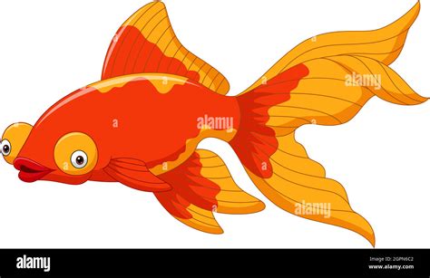 Cartoon Cute Goldfish On A White Background Stock Vector Image Art