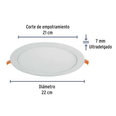 Ficha Tecnica Luminario ultra delgado LED 18 W empotrar redondo luz cálida