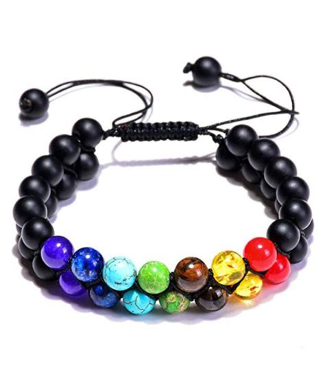 8mm Black Onyx 7 Chakra Natural Agate Stone Bracelet Buy 8mm Black