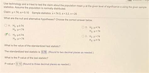 Solved Use Technology And A T Test To Test The Claim About Chegg