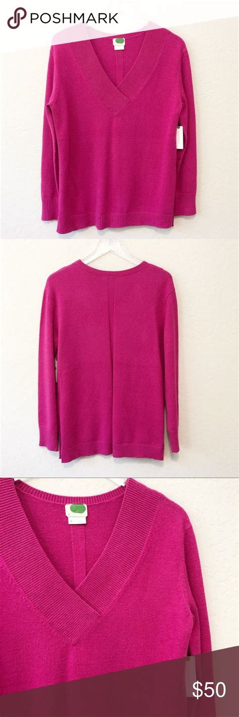 Anthropologie Pink V Neck Sweater Super Soft V Neck Sweater In Fuchsia