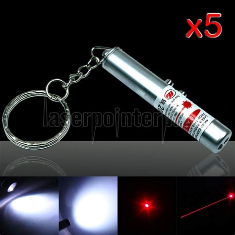 5pcs 2 In 1 5mw 650nm Red Laser Pointer Pen Silver Surface Red Lasers