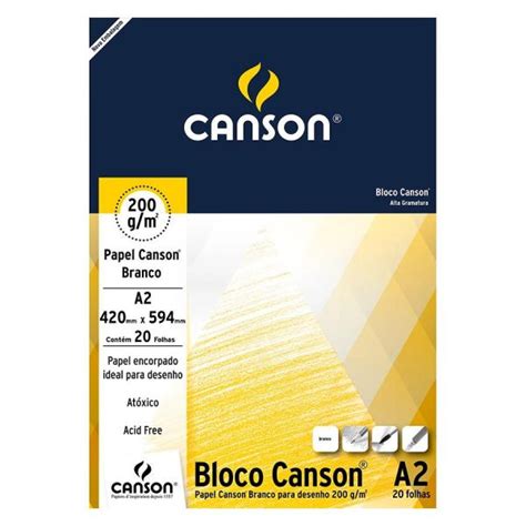 Bloco Para Desenho A Branco G C Fls Canson Na Papelaria Art Nova