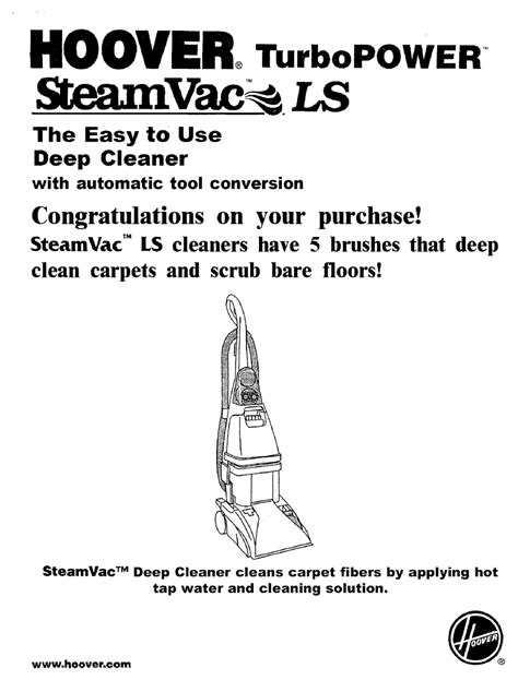 Hoover Steamvac Turbopower F5893 900 Owners Manual Pdf Download Manualslib