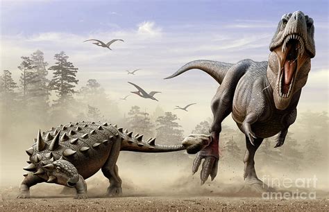 Euoplocephalus Vs Tarbosaurus Painting by Mohamad Haghani - Pixels