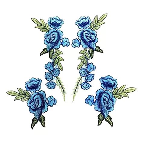 Parches De Flores Bordadas Con Apliques De Rosas Azules Para Meses