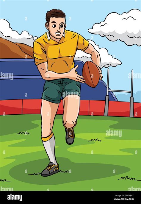 Rugby Sports Colored Cartoon Illustration Stock Vector Image & Art - Alamy