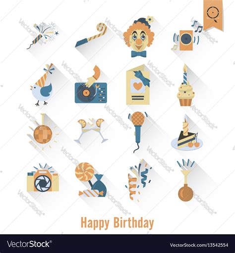 Happy Birthday Icons Set Royalty Free Vector Image