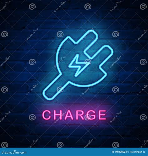 Vector Illuminated Neon Light Icon Sign Electric Charge Stock Vector