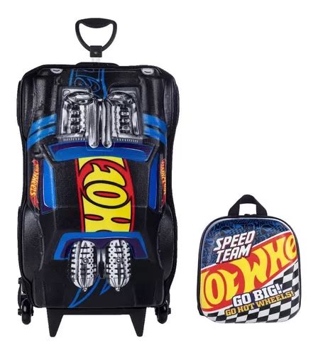 Mochila Hot Wheels Rodinhas Lancheira 3d Impermeável Maxtoy Parcelamento sem juros
