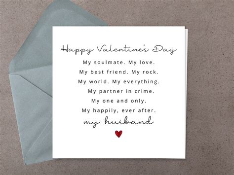 Husband Valentines Day Card, Poem Valentines Day Card for Husband, Valentines Card for Him ...