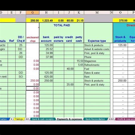 Sample Accounting Spreadsheet For Small Business — Db