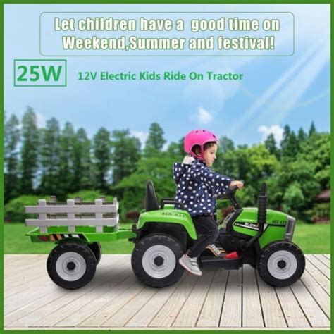 Green 12V Electric Tractor with Trailer for Toddlers - Remote ...