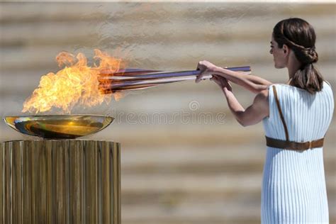 Olympic Flame Handover Ceremony Athens Greece Dreamstime