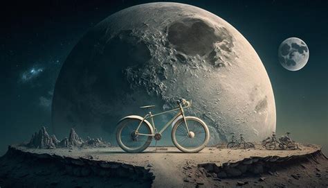 Premium Photo | Bicycle parked on moon image