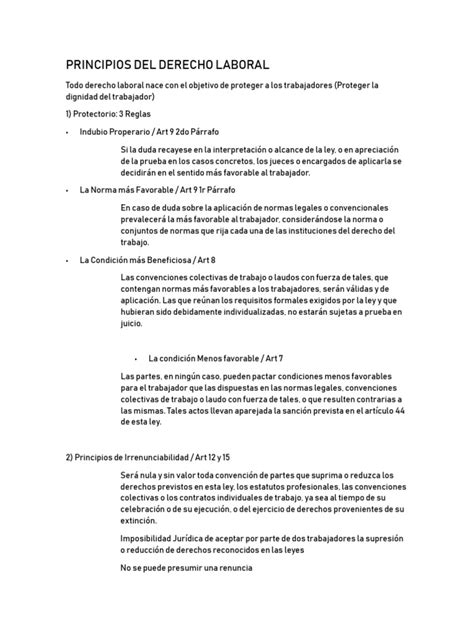 Principios Del Derecho Laboral Pdf Derecho Laboral Gobierno