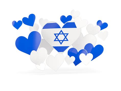 Flying heart stickers. Illustration of flag of Israel