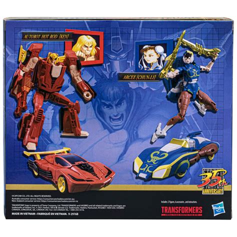 Transformers X Street Fighter II Mash Up Hot Rod Ken Vs Arcee Chun Li 2 Pack Exclusive