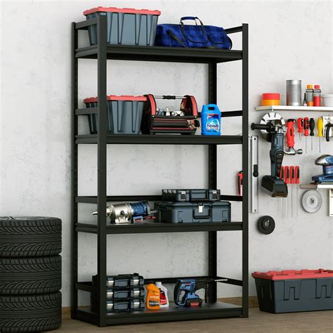 MOLYHOM Heavy Duty Garage Shelving, 4-Tier Industrial Garage Storage ...