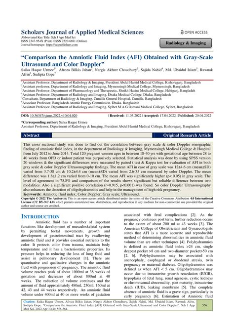 Pdf “comparison The Amniotic Fluid Index Afi Obtained With Gray