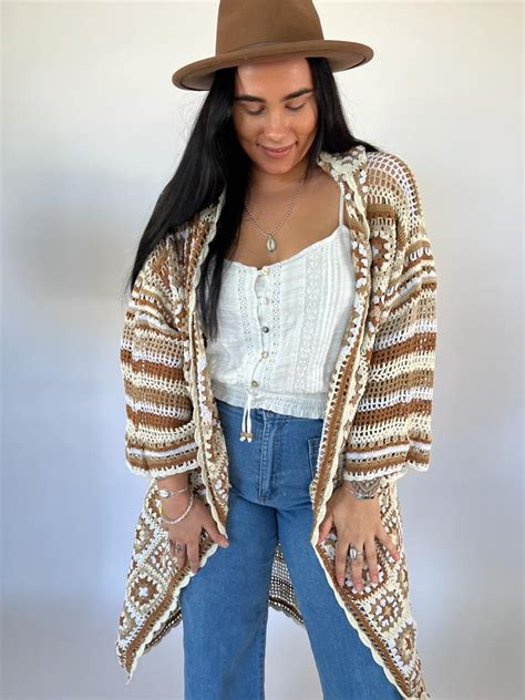 CROCHET CARDI DESERT DREAMER NATURAL Naked Gypsy