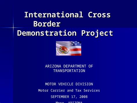 Ppt International Cross Border Demonstration Project International