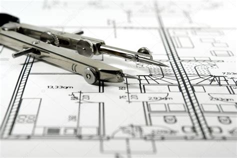 Architectural drawing and tool — Stock Photo © Rhombur #5779460