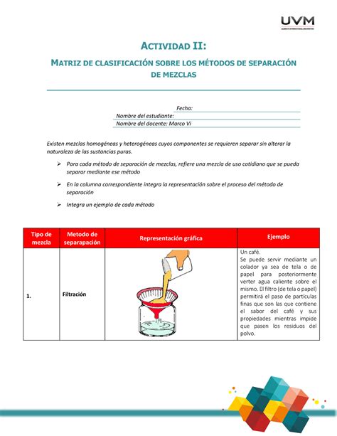 Actividad Matriz De Clasificaci N Uvm Quimica A Actividad Ii