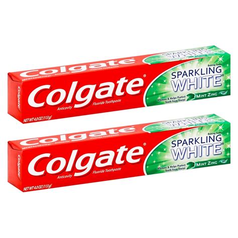 Colgate Sparkling White Mint Zing Toothpaste With Baking Soda 4oz 2 Pack